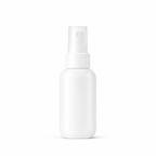 A blank white plastic spray bottle with a matching white spray nozzle, centered on a seamless white background.